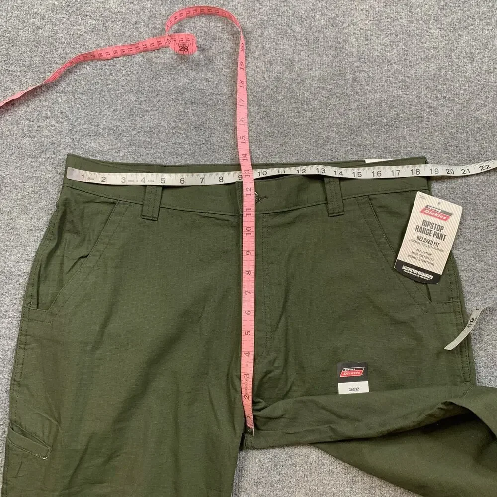 Dickies Pants Mens 36 Green Ripstop Range Relaxed Fit Cotton Utility Work